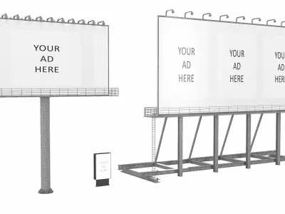Billboard with street billboard Low-poly 3D model