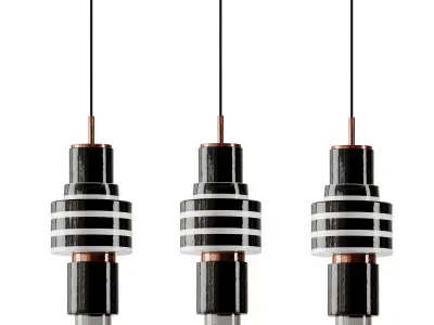 Ceramic and Glazed Copper Pendant and Suspension 3D model