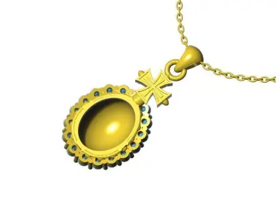 Carved Cross Egg Shape Pendant Design 3D print model