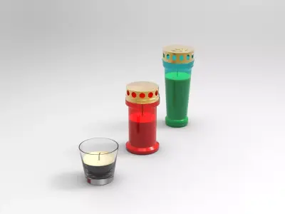 Candle in glass Low-poly 3D model