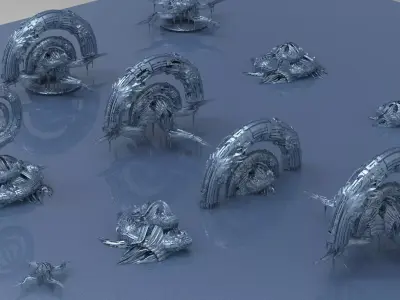 Genma tech base temple exterior kitbash 3D model