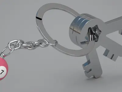 7 Pool Snooker Ball with Keychain 3D model