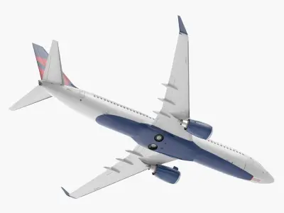  Delta Commercial Plane Ascending From Runway Animated Rigged for Maya 