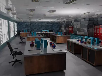 Laboratory Interior Low-poly 3D model