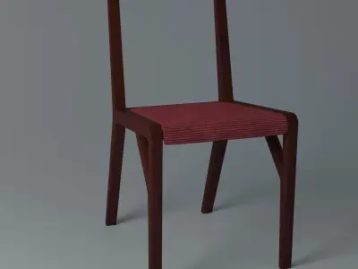 Chair wooden with fabric Low-poly 3D model