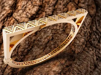 Geometric Closed Bangle Bracelet 3D print model