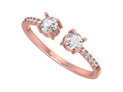 Open End Light Weight Round Stone Band Ring 3D print model