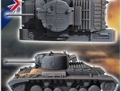 Valentine Mark Mk X infantry tank - UK United WW2 Kingdom Britis 3D print model V1