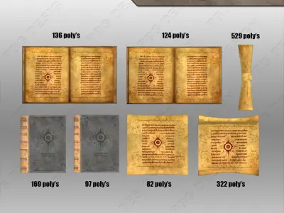 Magic Books Low-poly 3D model