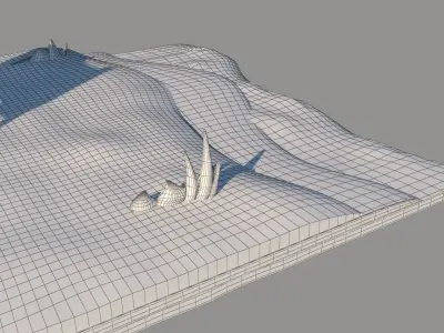 2D Sports Pitch Layers Low-poly 3D model