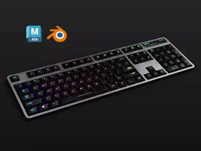 LED Neon Light Gaming Keyboard Free low-poly 3D model