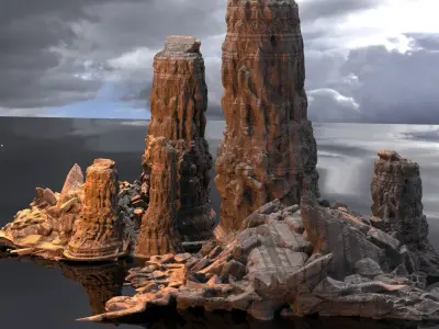 Dantes Underworld Ancient Stone Carved rock 3 3D model