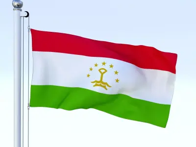 Animated Tajikistan Flag Low-poly 3D model