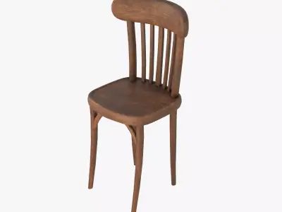 Old Vintage Chair Wooden 01A Low-poly 3D model