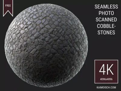 3D Scanned Seamless Cobblestone Pavement Texture