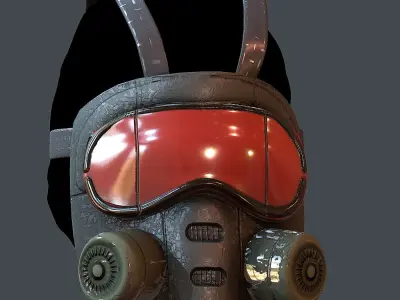 Gas mask helmet 3d model scifi Low-poly  Low-poly 3D model