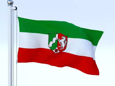 Animated North Rhine-Westphalia German State Flag Low-poly 3D model
