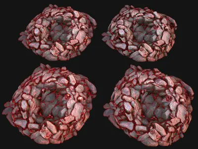 Tin Ore Deposits Minerals in Rocks Low-poly 3D model