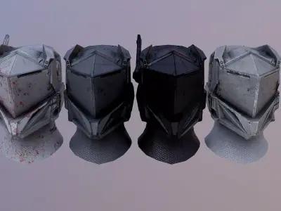 Sci-Fi Helmet Low-poly 3D model 4