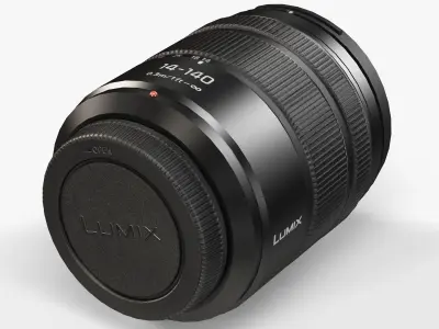 Panasonic Lumix G Vario 14-140mm f3-5 5-6 ASPH Power O-I-S Lens Low-poly 3D model