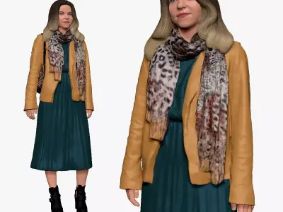 001209 woman in modern style ambre hairs 3D model