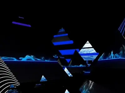 poleblue night with lights 3D model