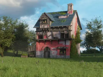 Medieval House Environment Realistic 3D Nature Scene in Blender 3D model