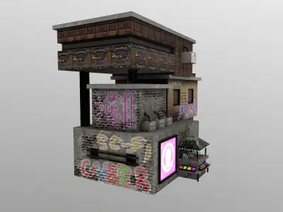 Cyberpunk City - Building 14  Low-poly 3D model