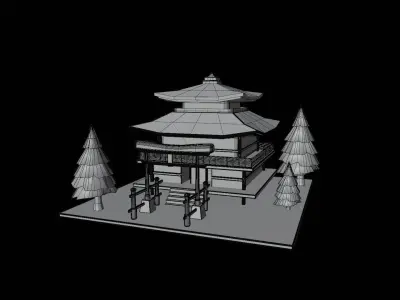 Temple Japanese 3D Illustration 3D model