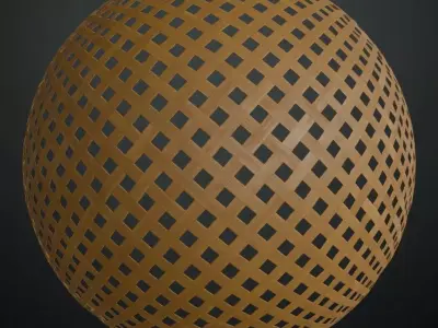 Traditional Lattice Weave Wood Panel PBR Texture