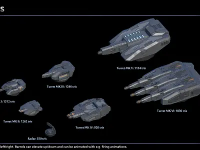 Spaceship Cruiser Claymore Low-poly 3D model
