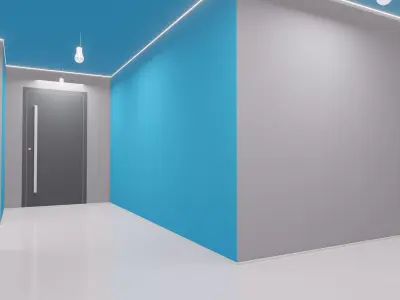 Hallway office with walls and door 3D model