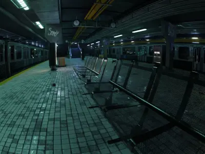 Subway Station Scene 3D Blend File Textured FBX OBJ MTL Files 3D model