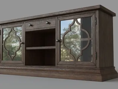 Lorraine Media Console Hewn Oak 3D model