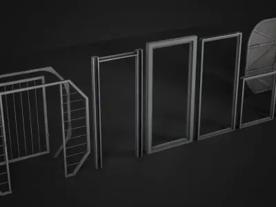 Industrial Doors Pack Low-poly 3D model