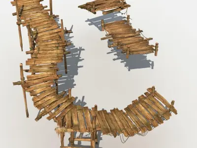 Old Wooden Bridge 02 3D model