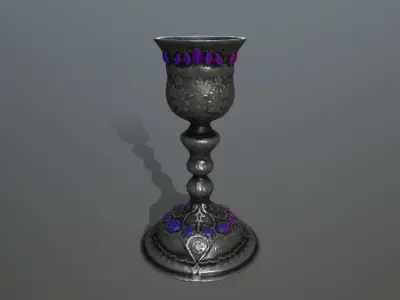 Chalice 5 silver goblet Low-poly 3D model