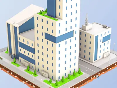 Low Poly City Buildings  Low-poly 3D model