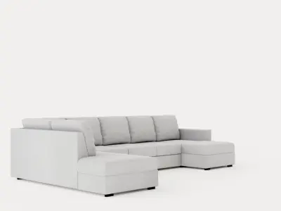 Crazy U Sofa Xl Divan Right Light Gray Low-poly 3D model