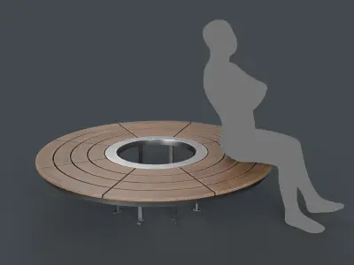 Modern Outdoor Bench 103 PBR Game Ready Low-poly 3D model
