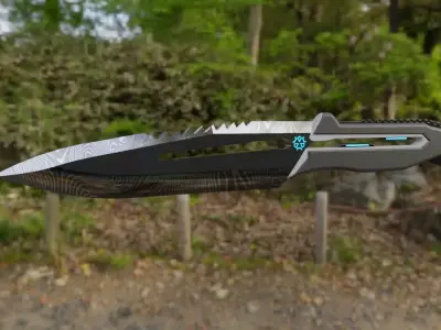 Scifi Combat Knife Damacus  Low-poly 3D model