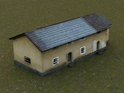 Traditional Chinese rural residence  Low-poly 3D model