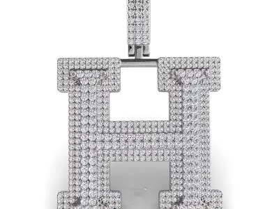 Alphabet Latter H Diamond Pendent 3D print model