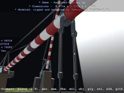 Railroad Barrier 7m High-Poly 3D model