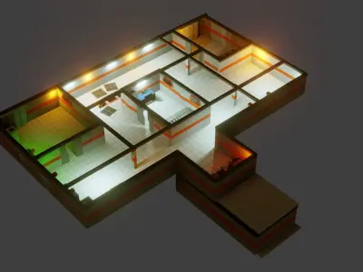 Modular Sci Fi Lab - Low Poly - Game ready - PBR Low-poly 3D model