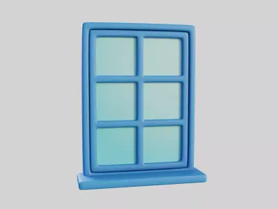 Cartoon Window 7a Low-poly 3D model