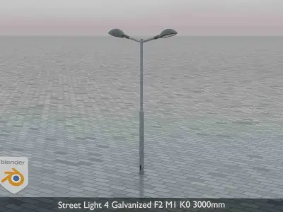 Street Light 4 Galvanized F2 M1 K0 3000mm Low-poly 3D model