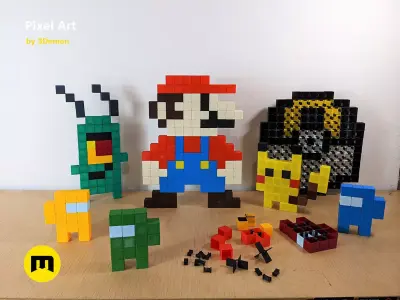 Pixel Art Building Blocks Free 3D print model