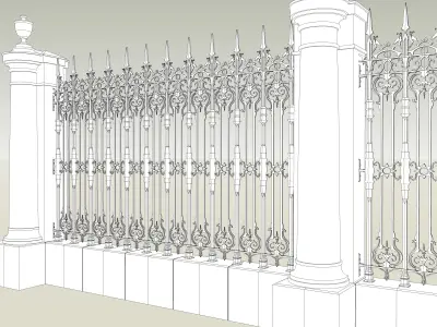 Fence Peak in classic style Doors and Gates Wrought Iron Fence 3D model