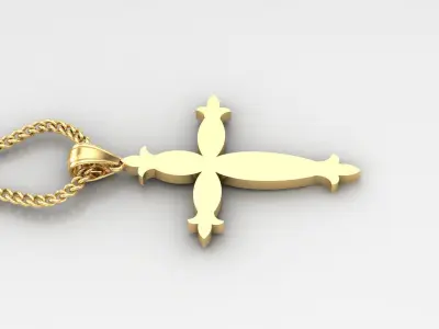 Light Gold 18K Cross Pendant 1CP089 3D print model